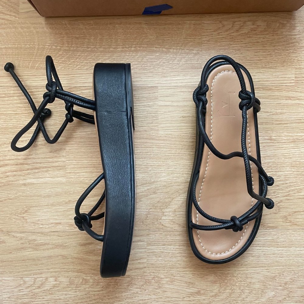 Flattered Black Knotted Rope Platform Sandals - Picture 3 of 7